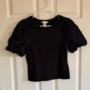 H&M Black Puff Sleeve Top